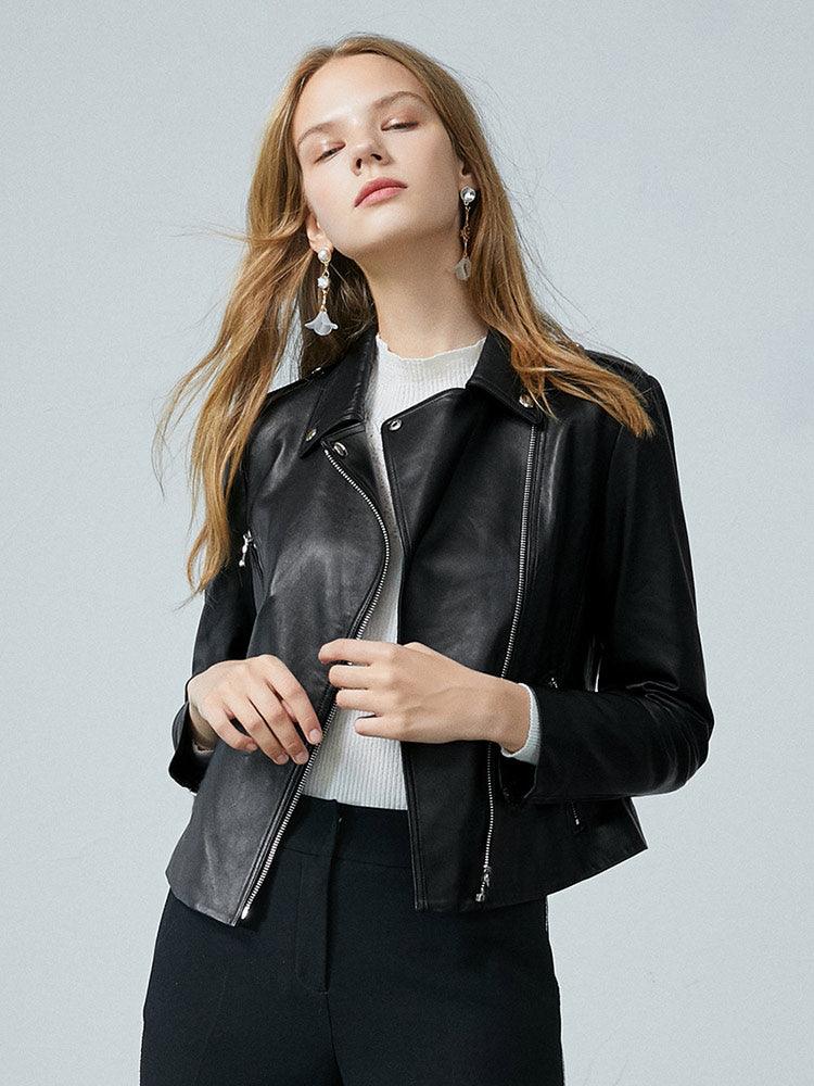 Sheep Leather Lapel Jacket GOELIA