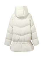 Mid-Length Stand Collar Ruched Goose Down Garment GOELIA