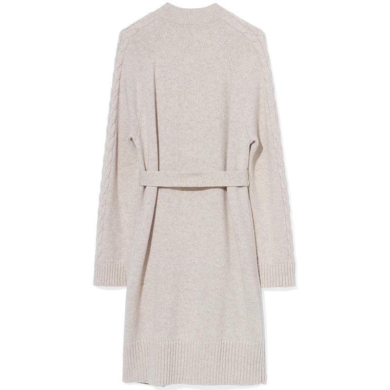 Knitted Patterned Mid-length 100% Wool Coat GOELIA