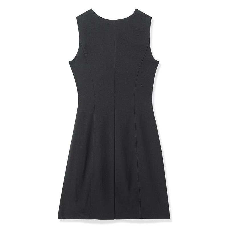 Black Slim Acetate Vest Dress GOELIA