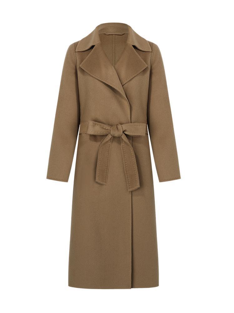 Camel Pure Cashmere Lapel Coat GOELIA