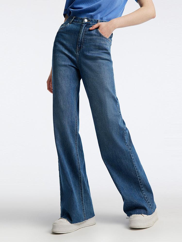 Loose Cut Hem Straight Jeans GOELIA