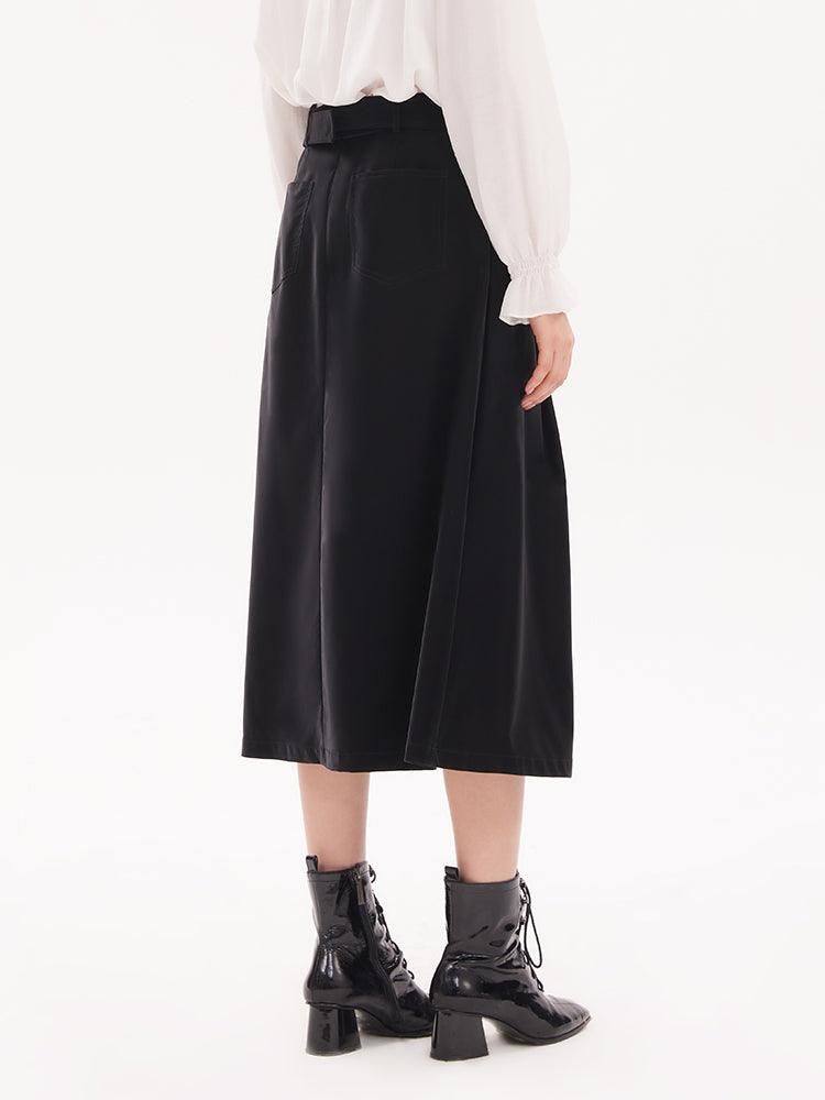 Black Double-Breasted Woven Skirt GOELIA