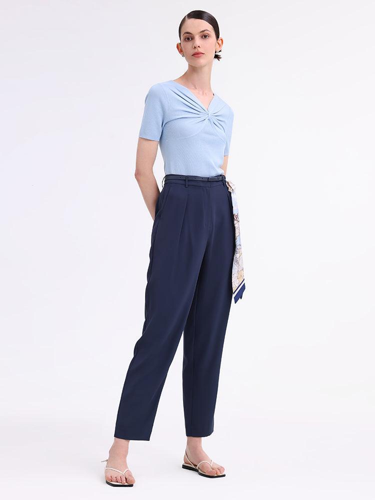 Triacetate Tapered Pants With Belt And Silk Scarf GOELIA