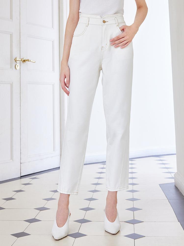 White Ankle Length Jeans GOELIA