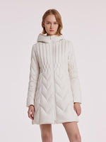 Mid-Length Hooded Gathered Waist Goose Down Garment GOELIA