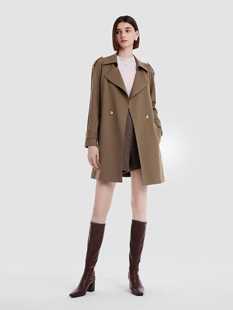 Double Layer Worsted Wool Trench Coat GOELIA