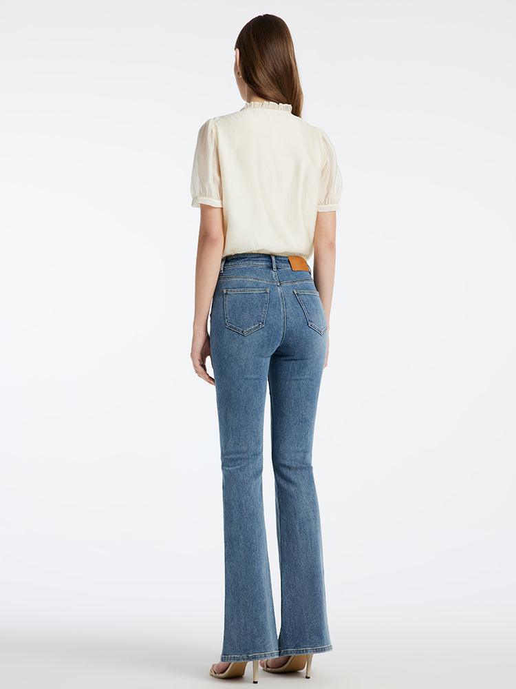 Acetate Split Hem Flare Jeans GOELIA