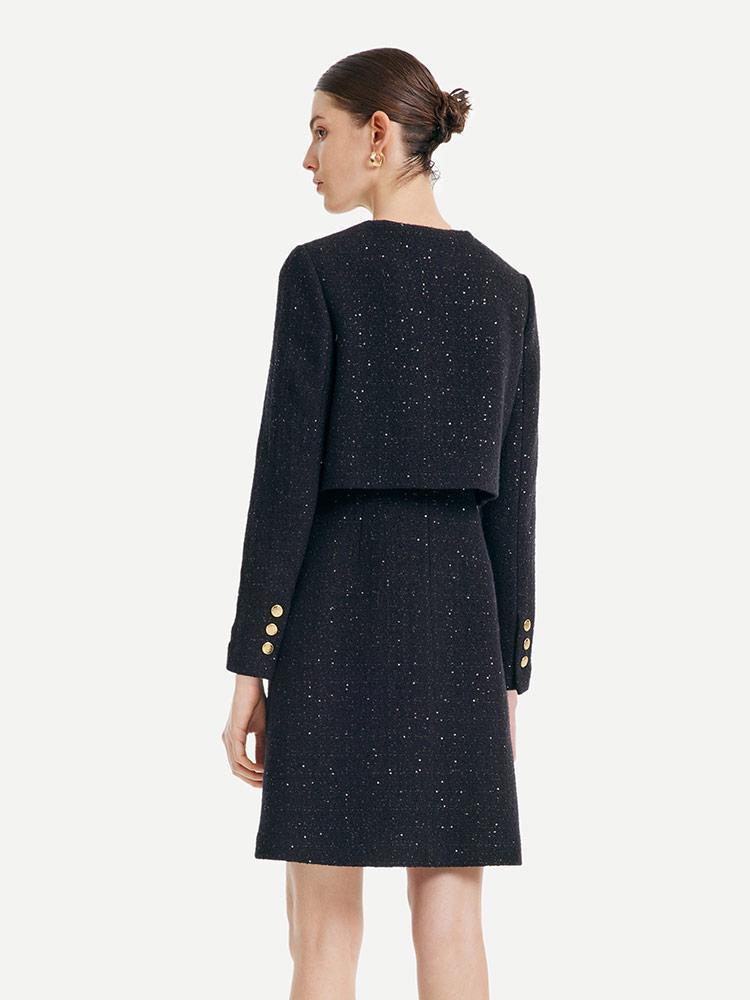 Tweed Fake Two-piece Woolen Dress GOELIA