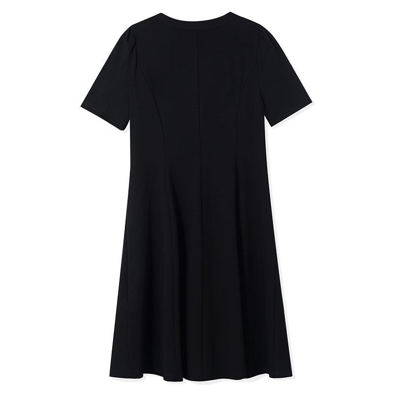 Pleated V-neck Waist-skimming Dress GOELIA