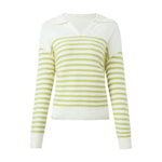 Colorful Striped Woolen Polo Sweater GOELIA