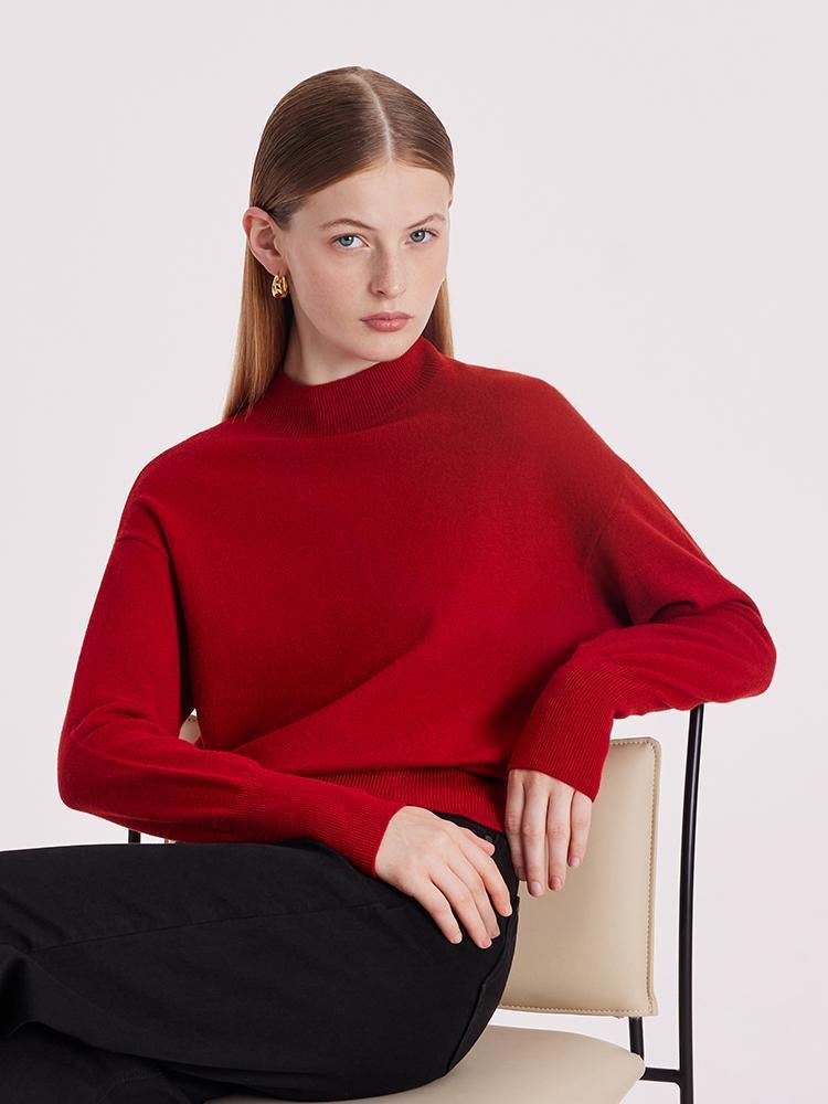 Pure Wool Mock Neck Sweater