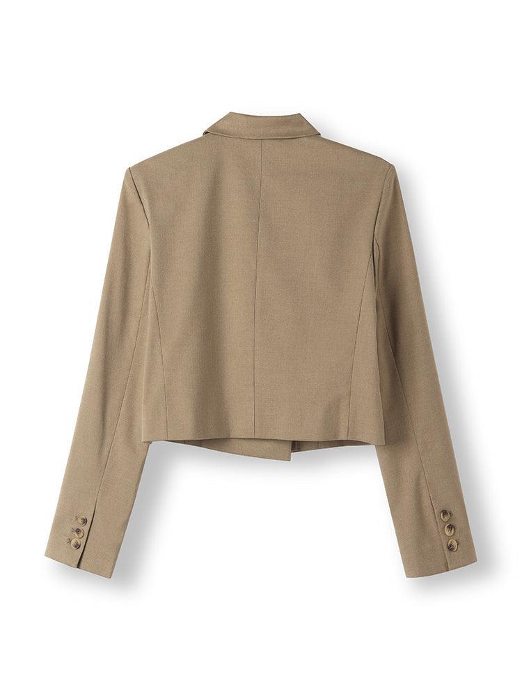 Khaki Crop Blazer GOELIA