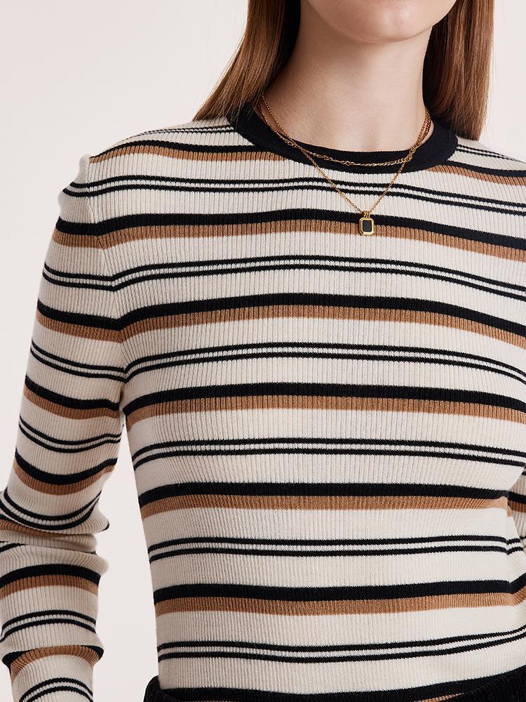 Machine Washable Wool Striped Sweater GOELIA