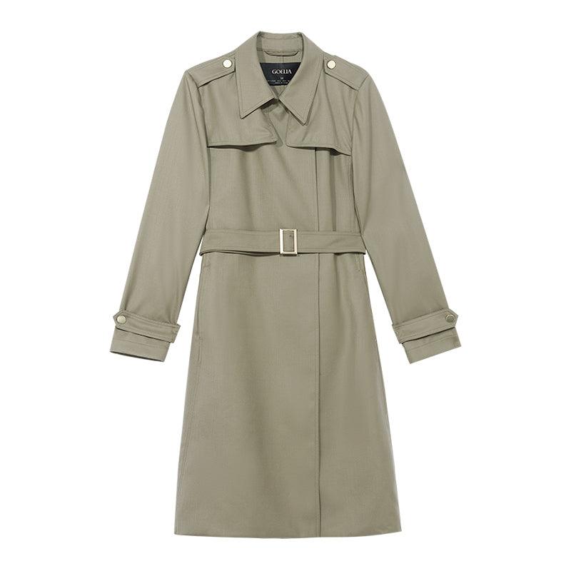 Worsted Wool Trench Coat With Belt GOELIA