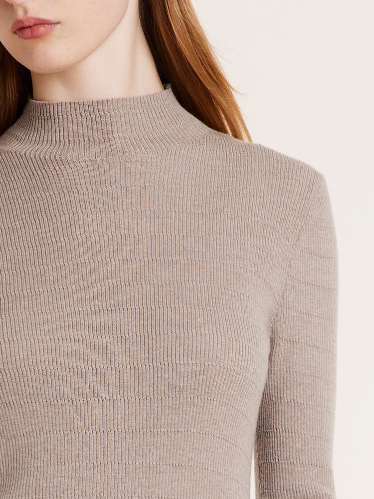 Machine Washable Wool Mock Neck Sweater GOELIA