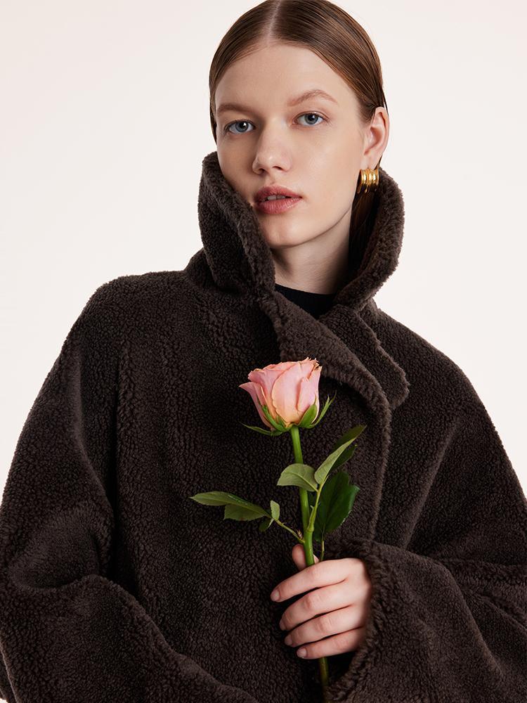 Teddy Lamb Wool Lapel Oversized Coat GOELIA