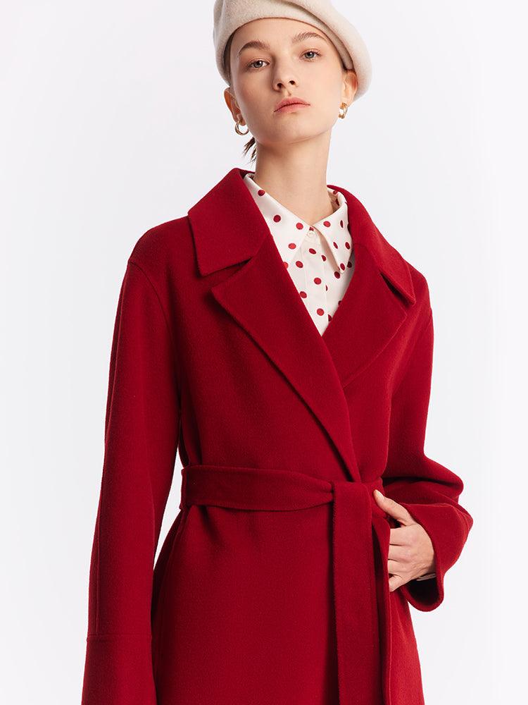 Silk Wool Lapel Double Woolen Coat GOELIA