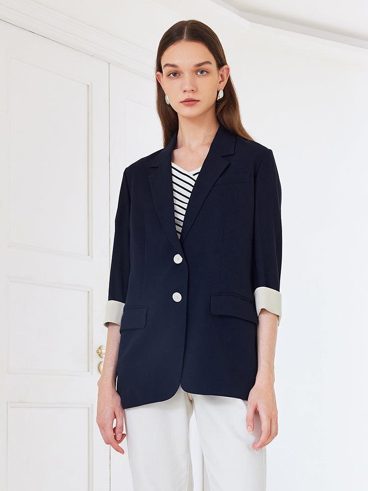 Acetate Navy Blue Blazer GOELIA