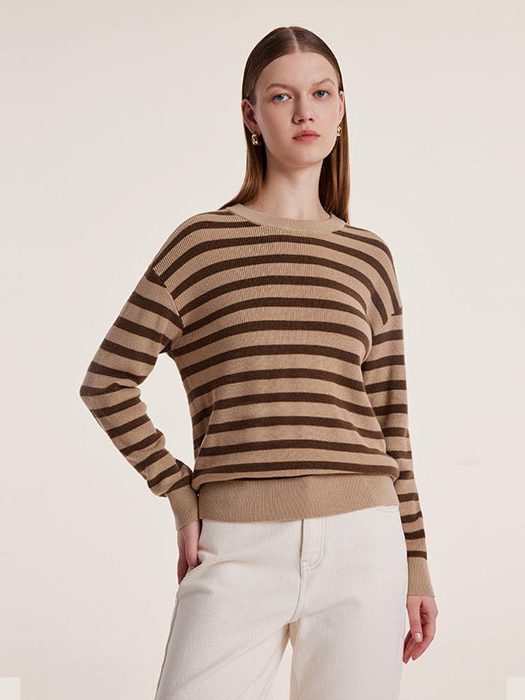 Machine Washable Wool Stripe Sweater GOELIA