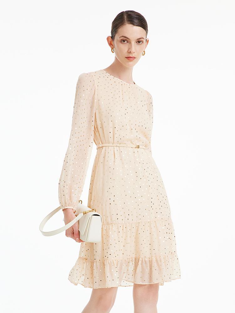 10 Momme Silk Polka Dot Dress With Belt1