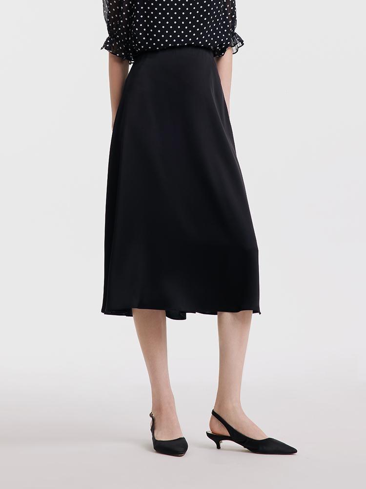 Black Triacetate A-line Skirt GOELIA