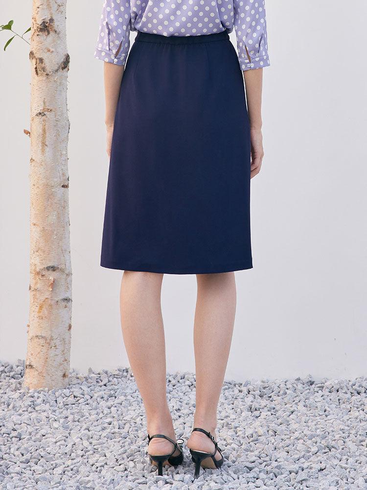 Navy Blue Triacetate Mid-length Skirt GOELIA