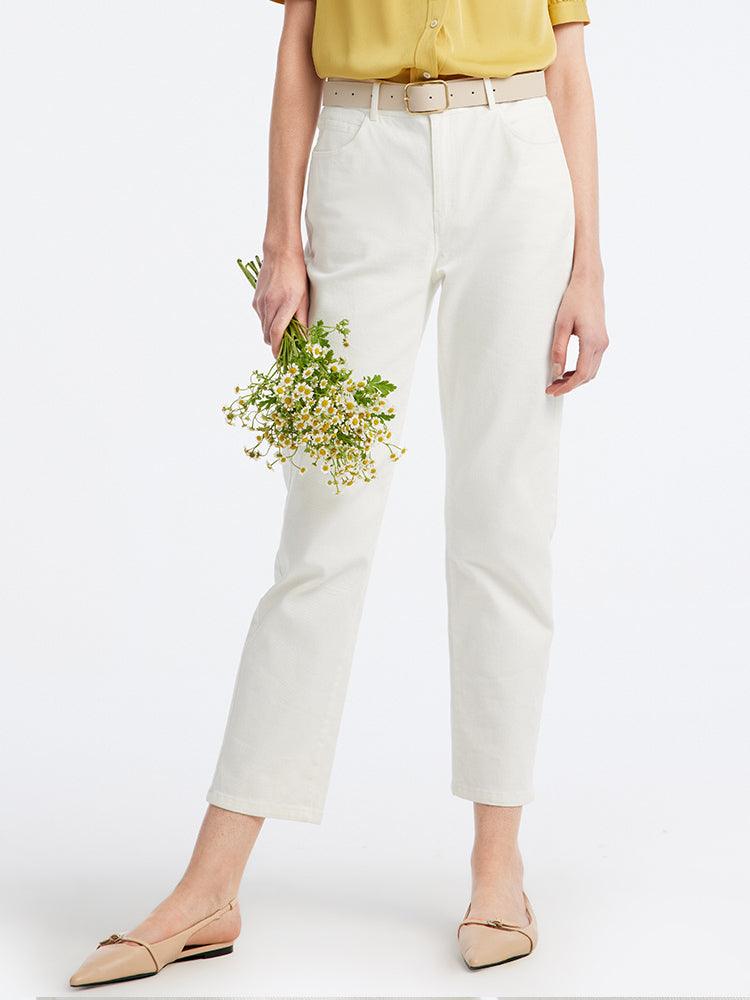 Slim Straight White Jeans GOELIA