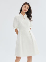 Cheongsam Jacquard Puff Sleeve Dress GOELIA