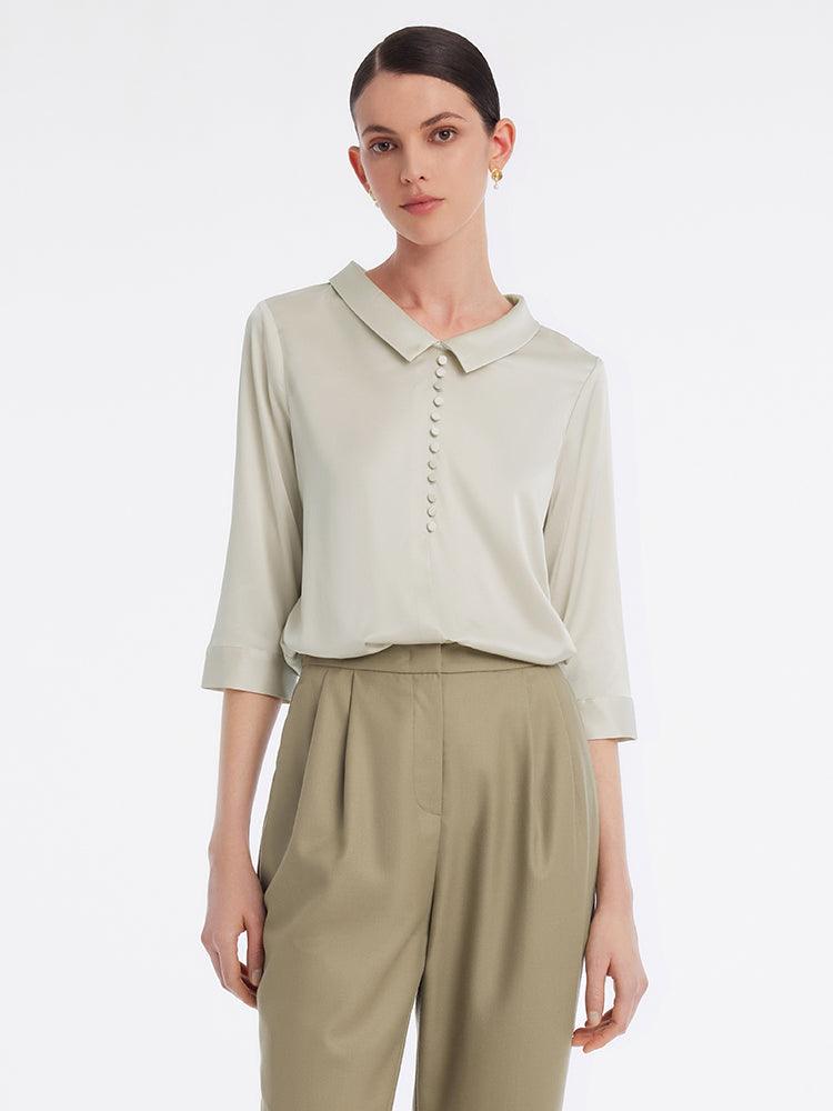 Mulberry Silk Lapel Collar Shirt GOELIA