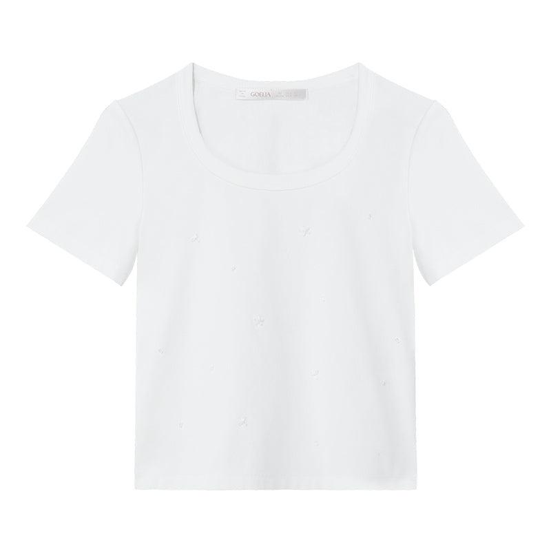 Hand-Make Bead Slim T-shirt GOELIA