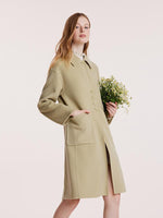 Green Pure Wool Lapel Double-Faced Coat GOELIA