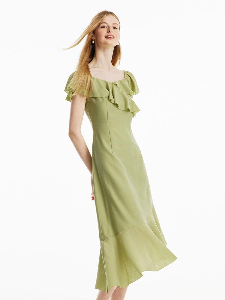 Matcha Green Ruffle Dress GOELIA