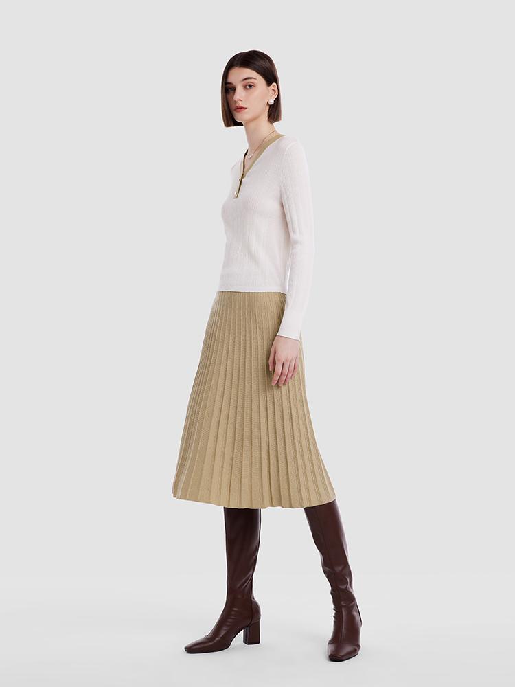 Wool Knitted Top And Pleated Skirt Two-Piece Suit GOELIA