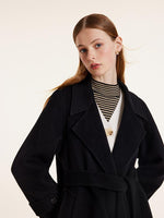 Wool And Cashmere Double-Faced Lapel Coat With Belt GOELIA