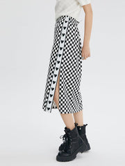 Checkerboard Knit Skirt GOELIA