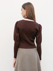 Coffee Brown Halter-neck Slim Knit GOELIA