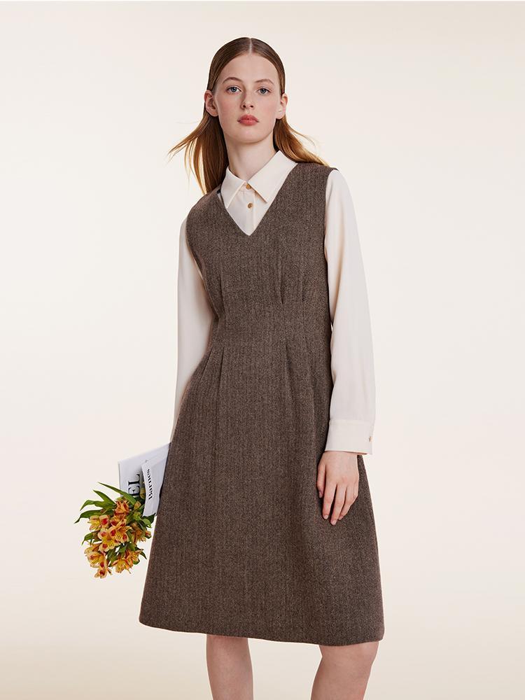 Washable Wool Vest Dress And Shirt Two-Piece Set GOELIA