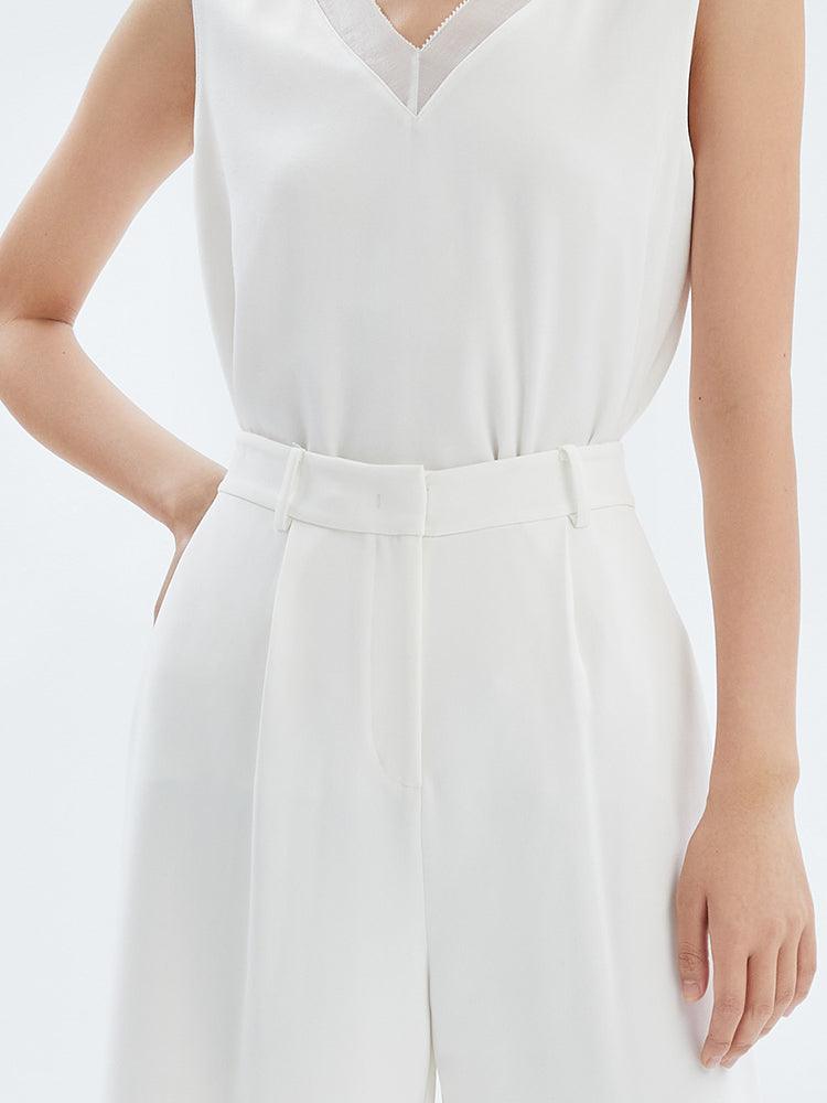 White Triacetate High-Waisted Shorts GOELIA