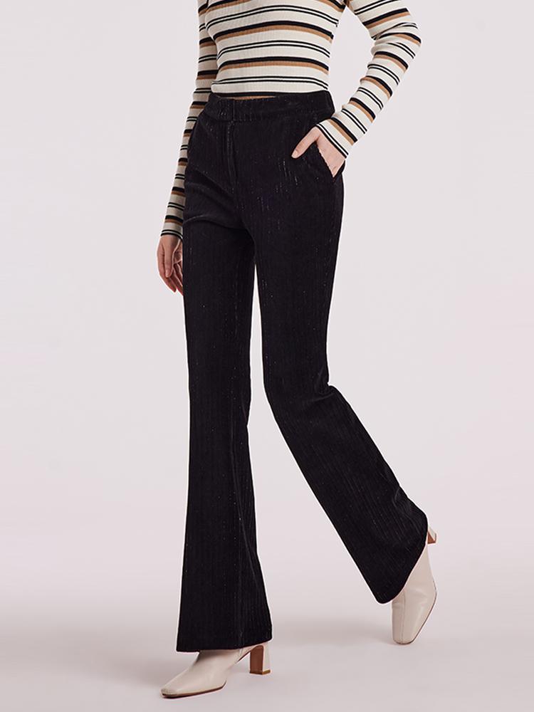 Black Knitted Flare Pants GOELIA