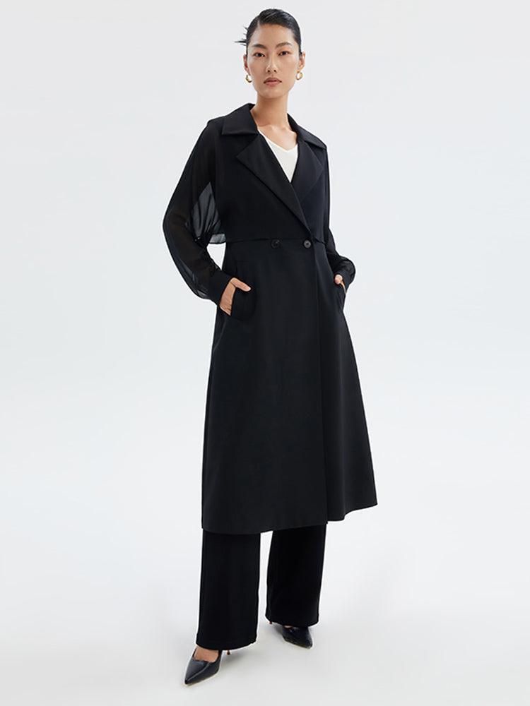 Silk Patchwork Worsted Wool Coat GOELIA