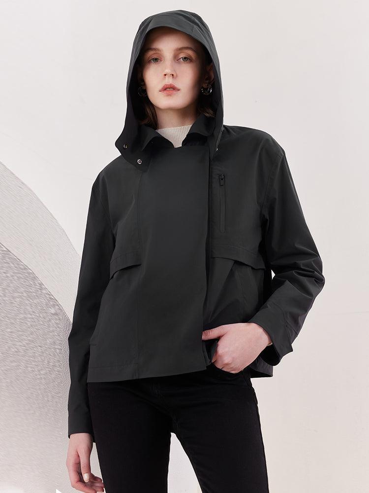 Black Crop Water Proof Coat GOELIA