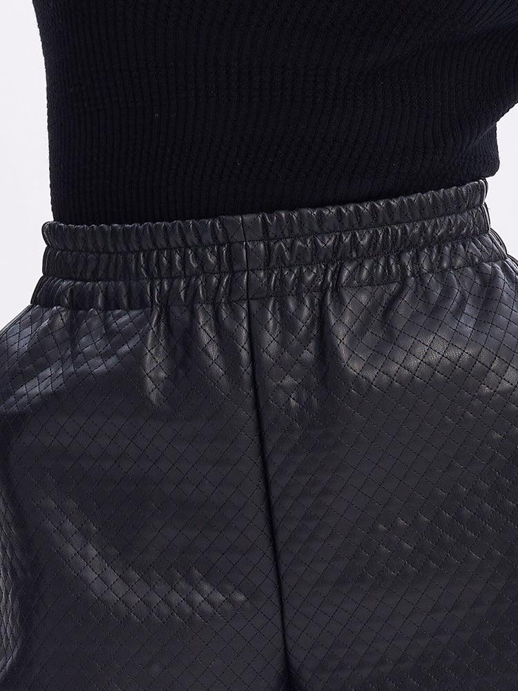 Black Leather Shorts GOELIA