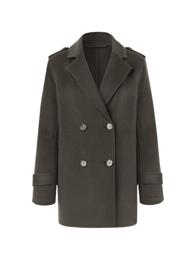 Mid-Length Notched Lapel Double-Faced Wool Coat GOELIA