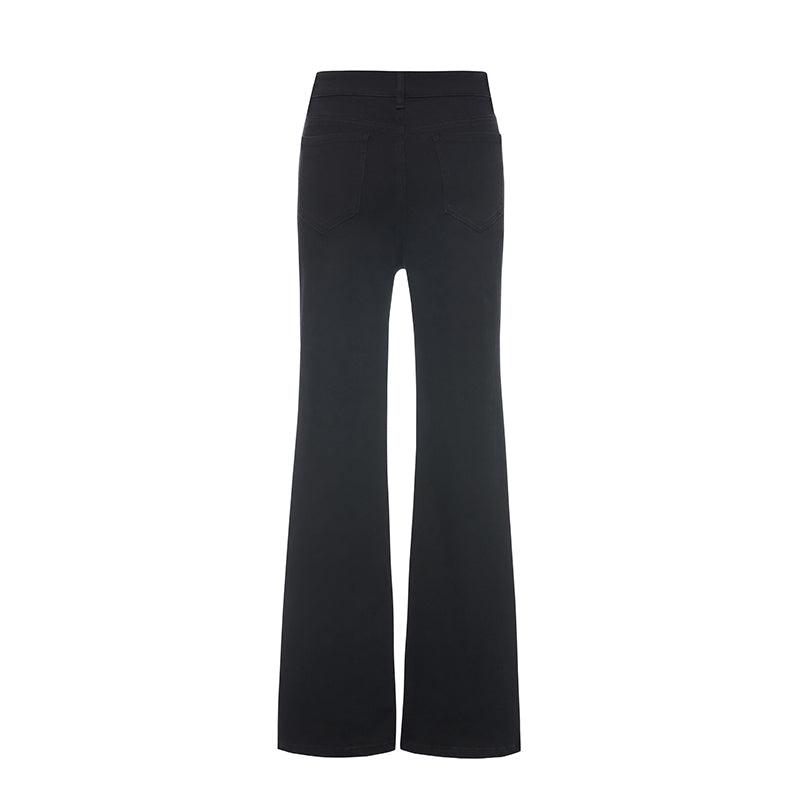 Black Split Hem Flare Jeans GOELIA