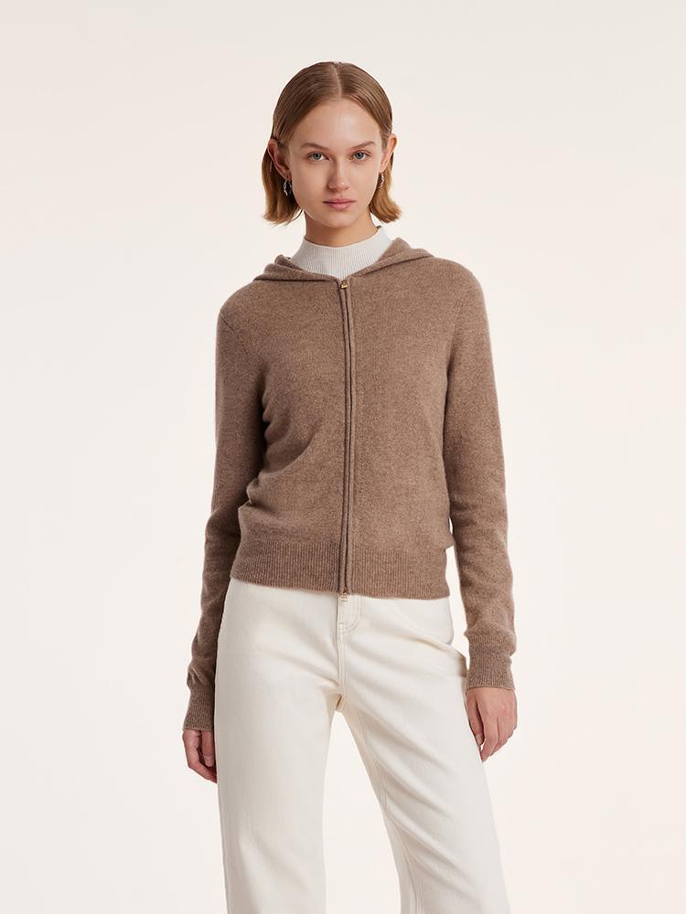 Pure Cashmere Hooded Zipper Cardigan GOELIA