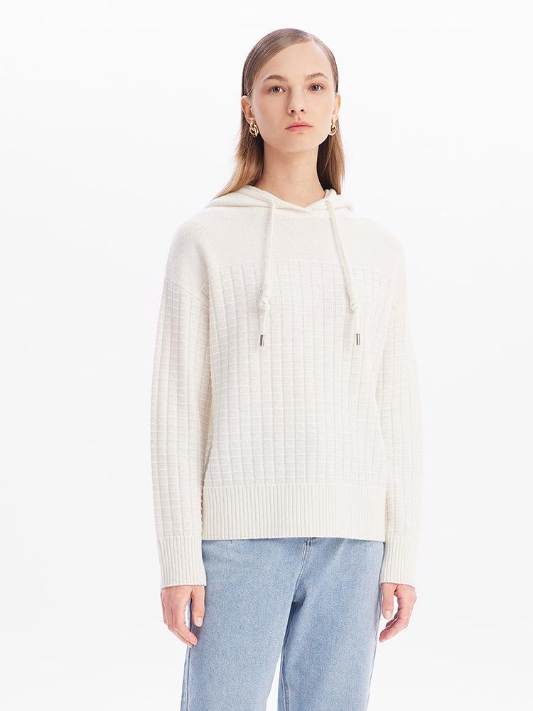 White Stripe Hoodie Wool Sweater GOELIA