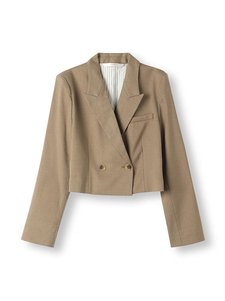 Khaki Crop Blazer GOELIA