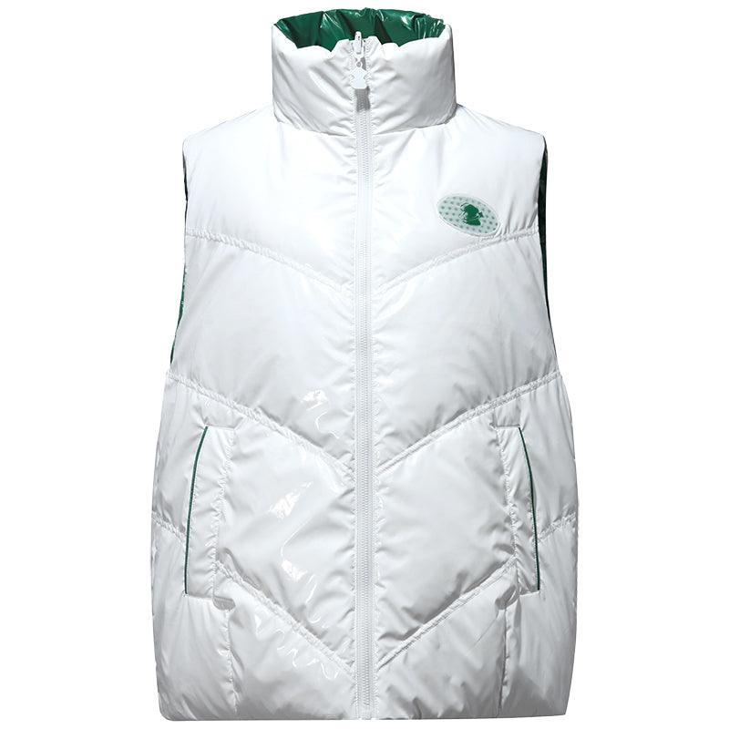 White Reversible Contrast Color Goose Down Vest GOELIA