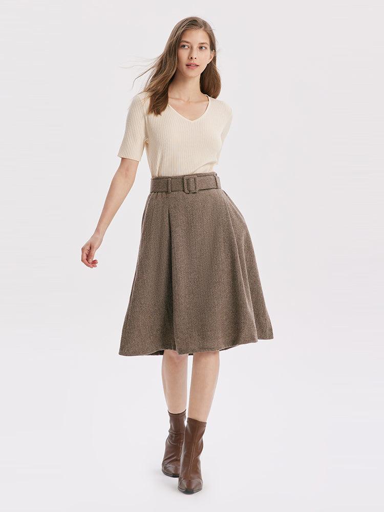 Knee-Length Washable Woollen Skirt GOELIA